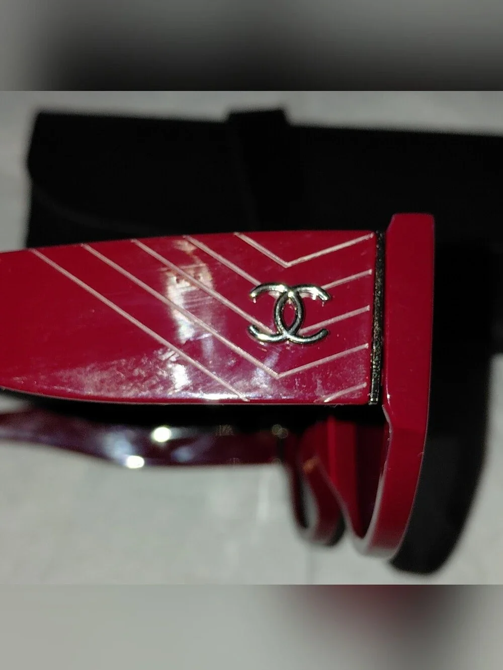 NEW CHANEL Burgundy Round/oval Sunglasses with CC Temple Accent + Case